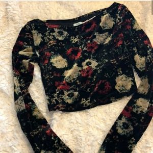 Urban outfitters black velvet long sleeve top